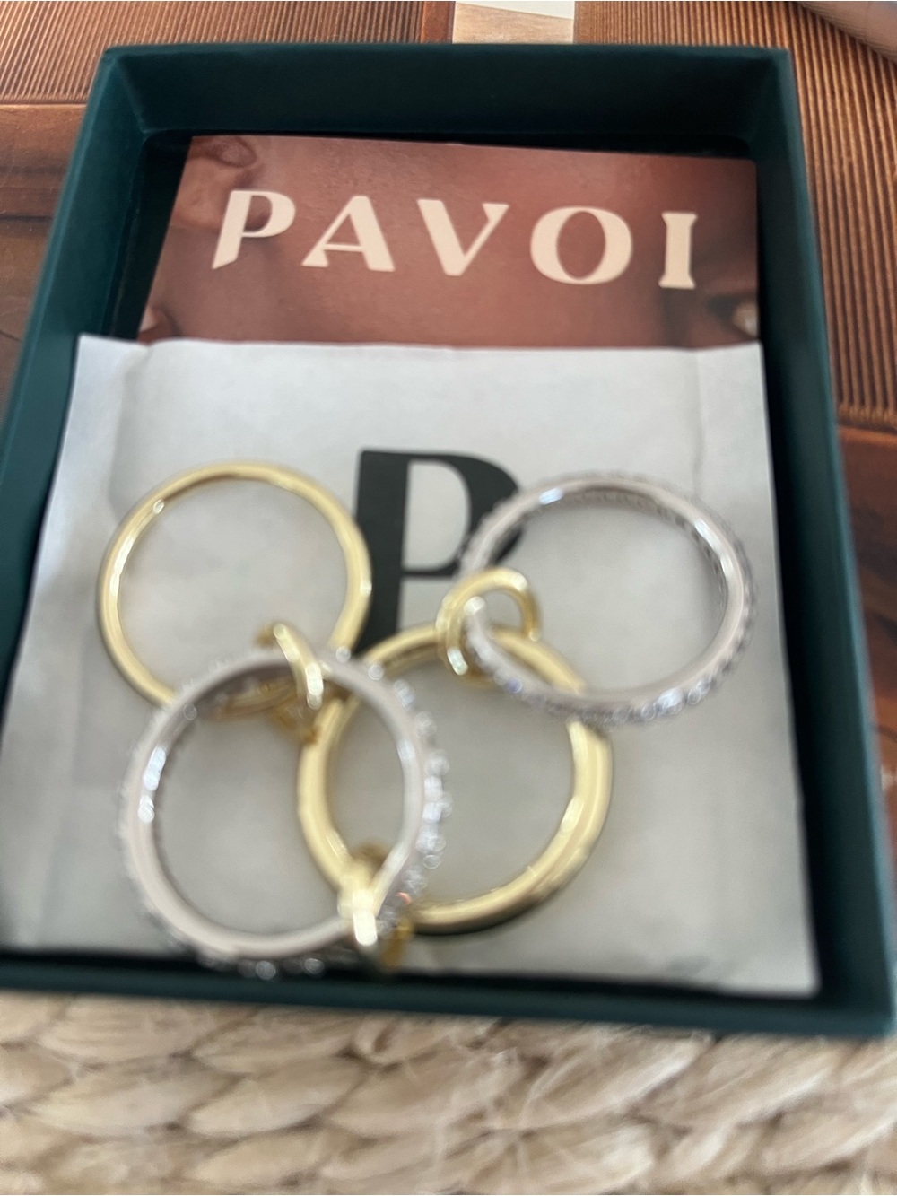 PAVOI plated Gold and Silver Pave Stackable Ring waterproof, never worn, SZ9 - Picture 2 of 4